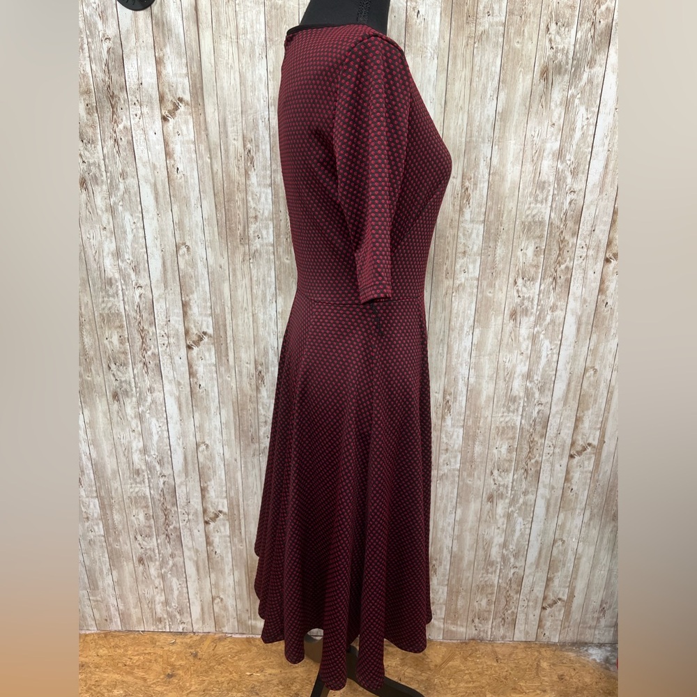 Danny & Nicole Red A-Line Midi Dress Mock Neck - Picture 2 of 6